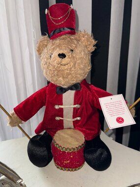 Martha Stewart Holiday Teddy bear Stuffed Plush Christmas Drummer Boy Rhineston
